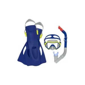 Bestway Crusader Dark Blue Unisex Youth Snorkel Set with Fins, Ages 7+